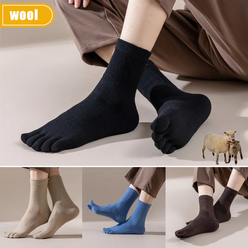 Dress Sock Men - Mans Wool Five Finger Socks Short
