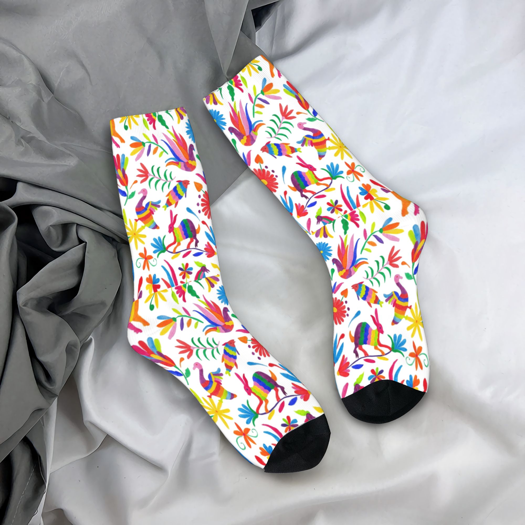 Dress Sock Men - Custom Otomi Folk Mexican Art Men