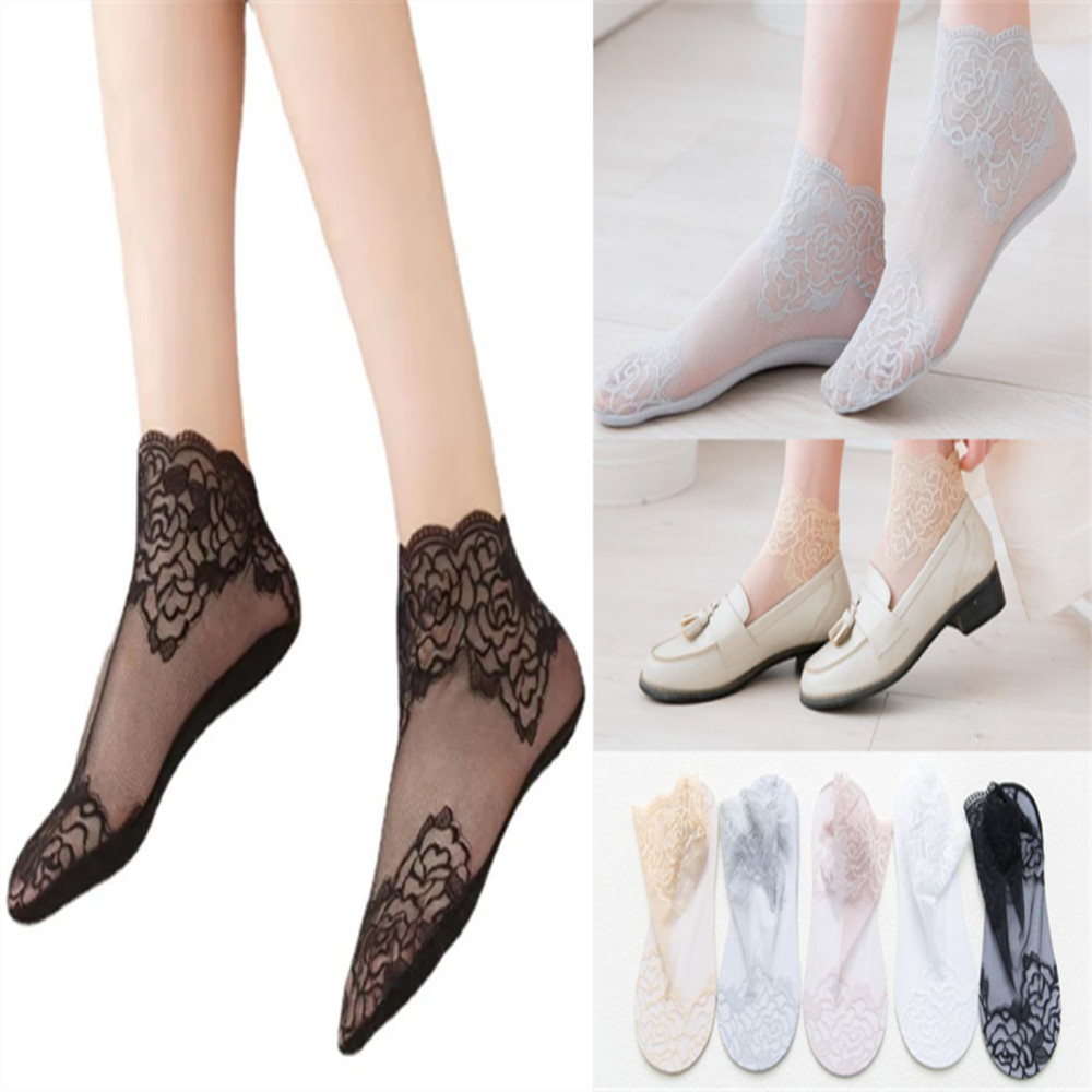 woman Lace rose thin socks Loa - Invisibility Sock Loafer ulasan dan harga