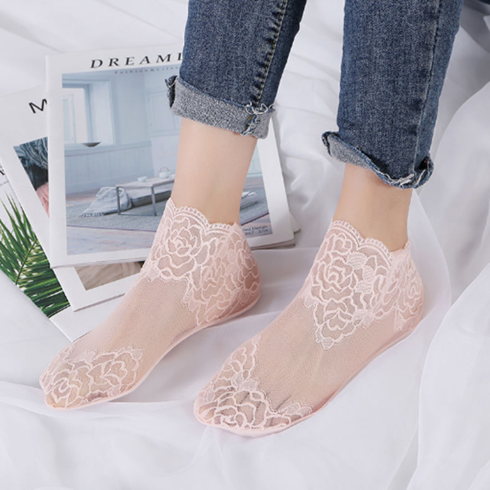 woman Lace rose thin socks Loa - Invisibility Sock Loafer ulasan dan harga