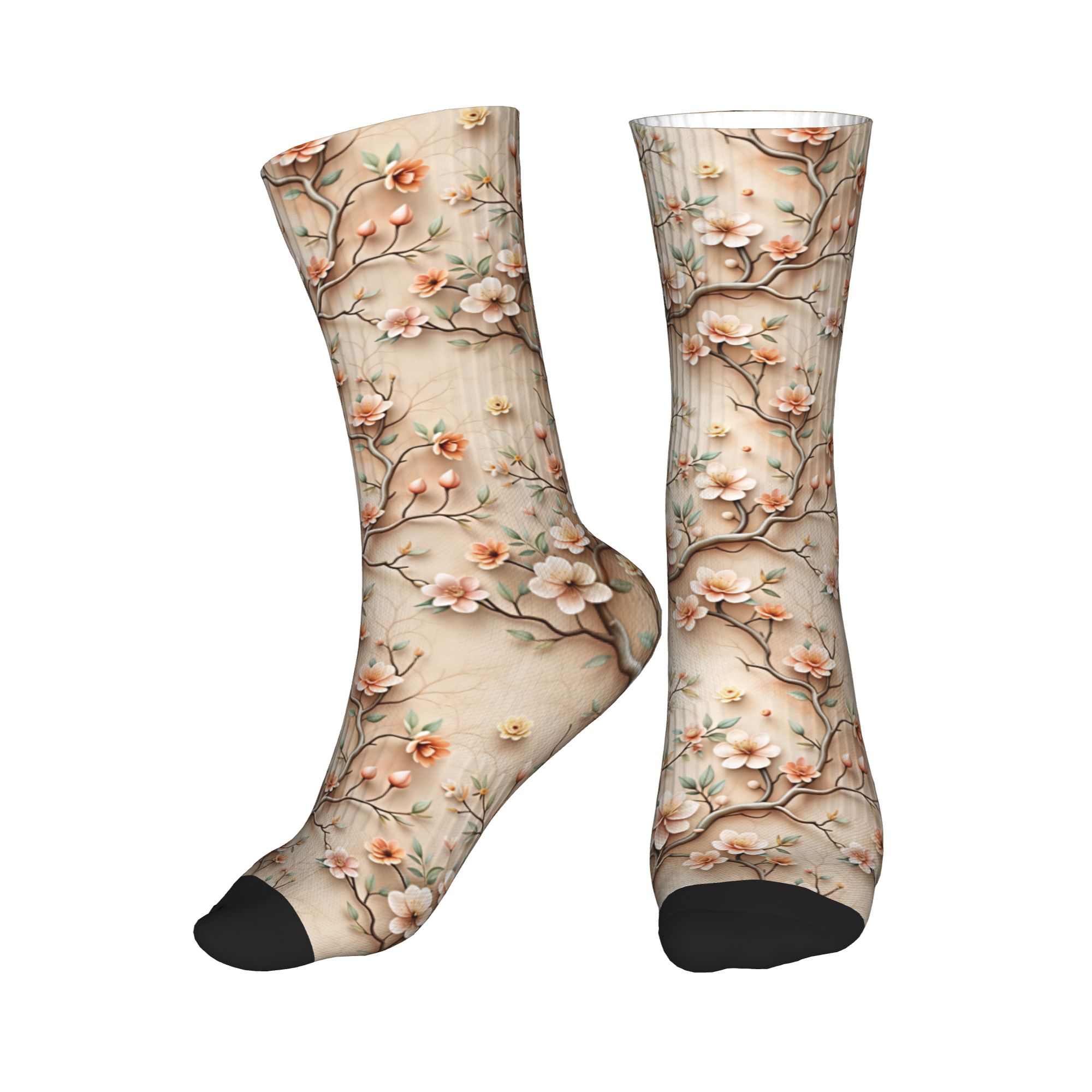 3D Clay Embossed Peach Magnoli - Dress Sock Men ulasan dan harga