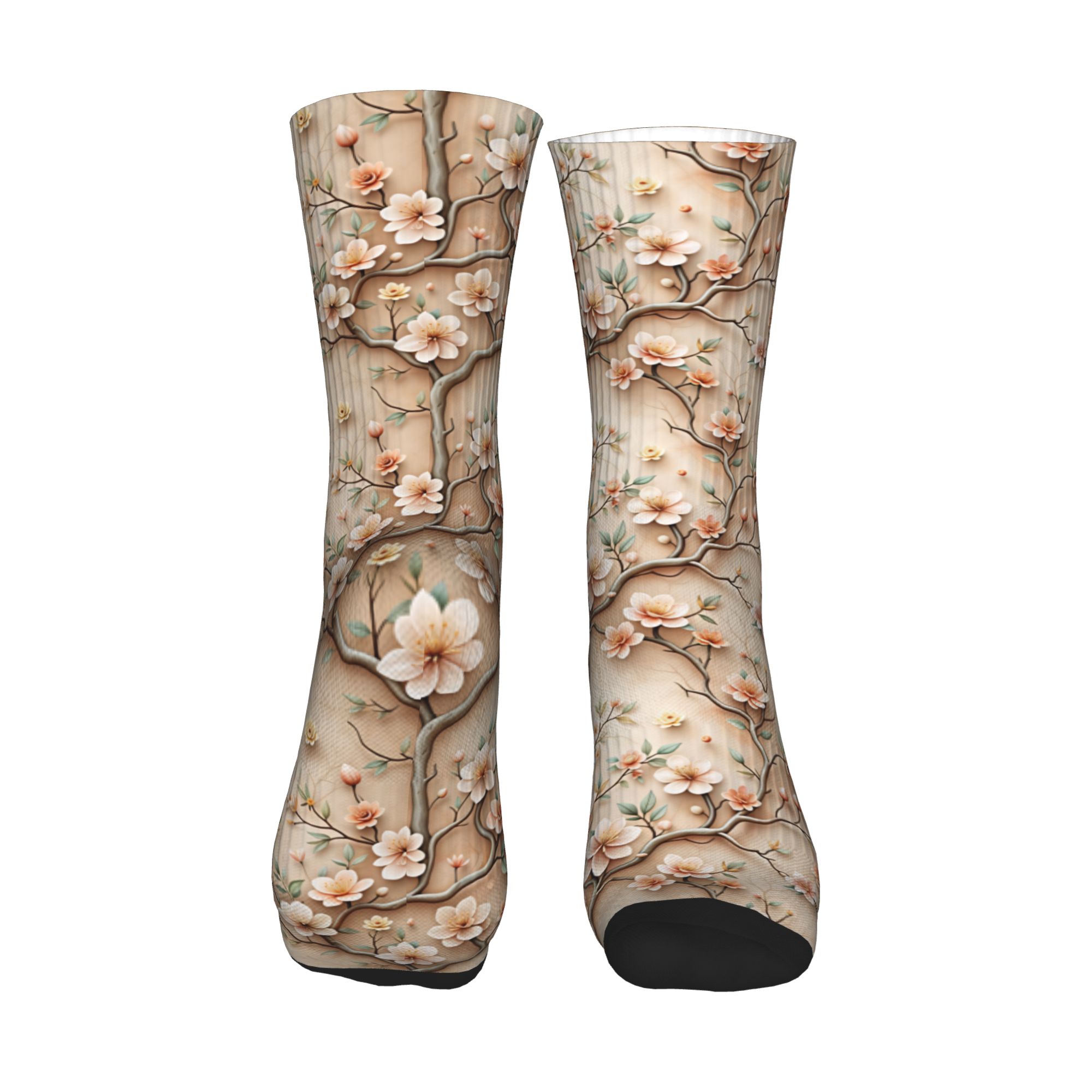 3D Clay Embossed Peach Magnoli - Dress Sock Men ulasan dan harga