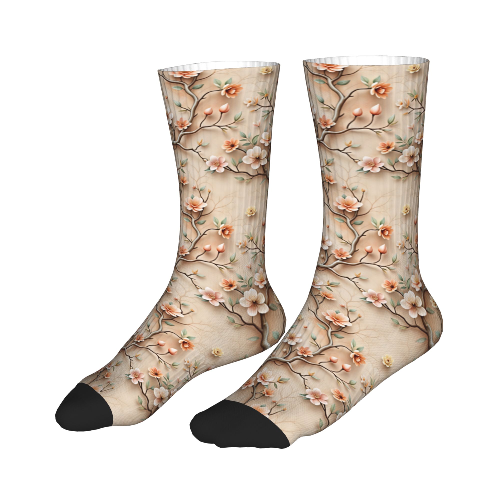 3D Clay Embossed Peach Magnoli - Dress Sock Men ulasan dan harga